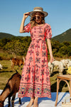 Floral Ruched Puff Sleeve Tiered Maxi Dress - CURRENTLY