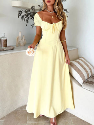 Devine Sweetheart Neck Short Sleeve Maxi Dress