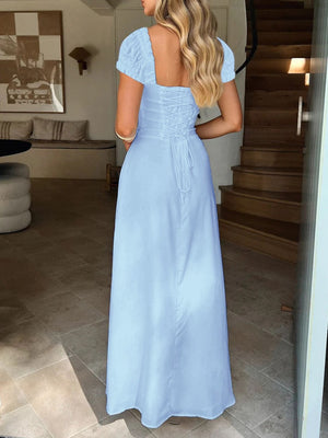 Devine Sweetheart Neck Short Sleeve Maxi Dress