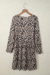 Plus Size Leopard Round Neck Flounce Dress - CURRENTLY