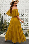 Swiss Dot Off-Shoulder Tiered Maxi Dress - CURRENTLY