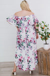 Plus Size Floral Off-Shoulder Side Slit Layered Dress - CURRENTLY