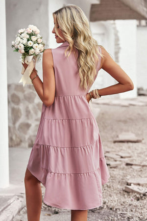 Button Down Collared Sleeveless Dress - CURRENTLY