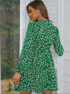 Printed Frill Neck Long Sleeve Dress - CURRENTLY
