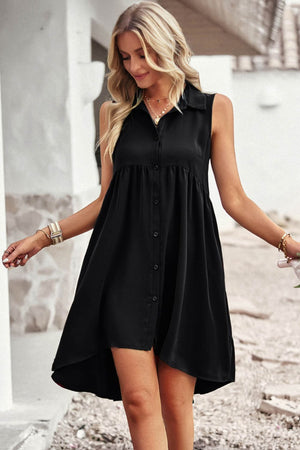 Button Down Collared Sleeveless Dress - CURRENTLY